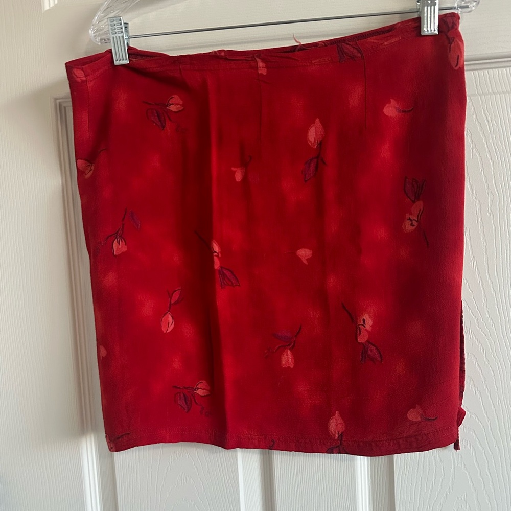 Floral Red Wrap around Skirt